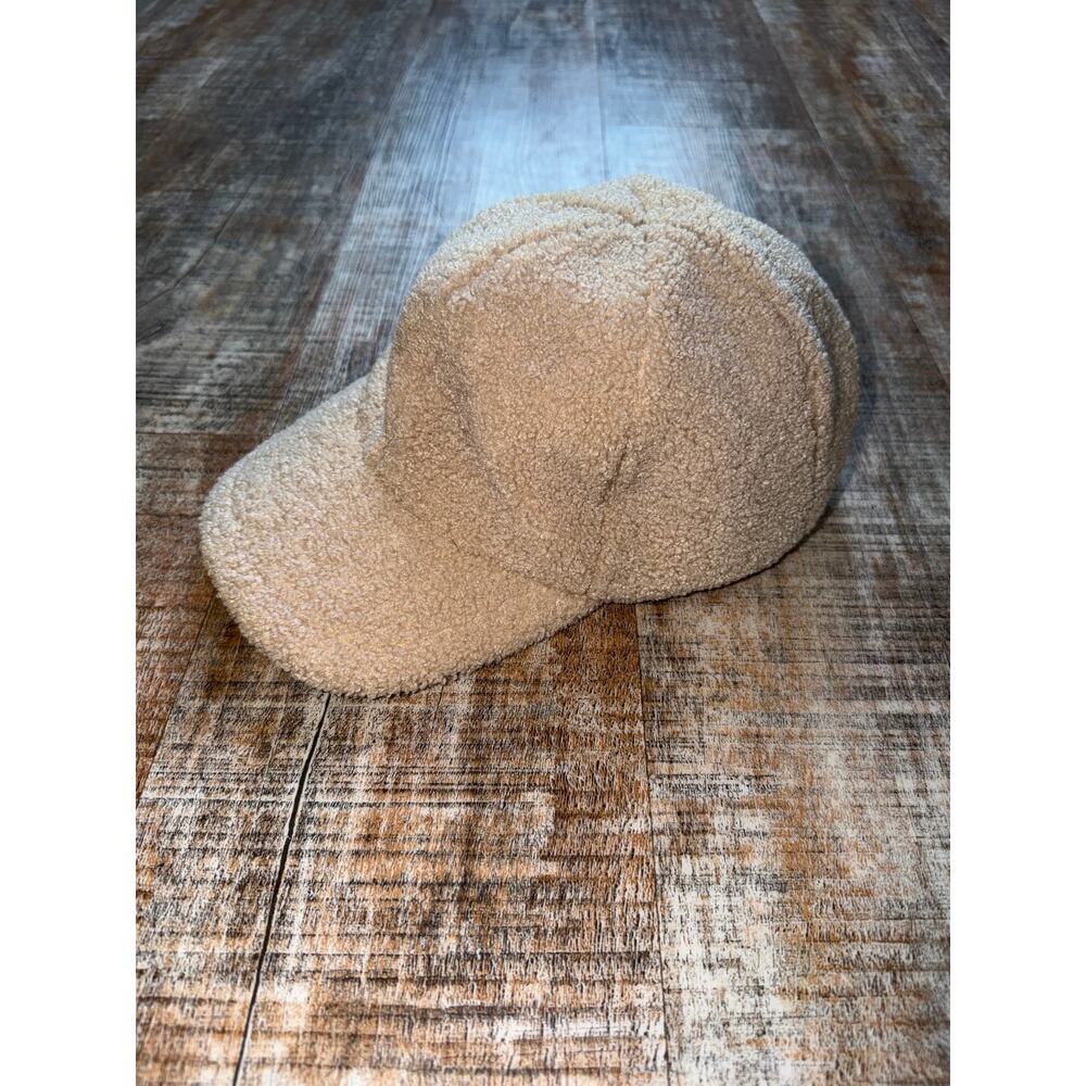 Lucky Brand Sherpa Faux Fur Fuzzy Cream Tan Adjustable Baseball Hat